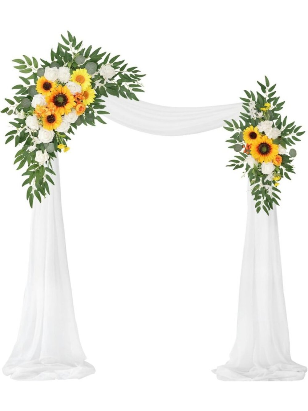 Artificial Flower Arch Kit with Sheer Drape - Perfect Wedding Decor Set